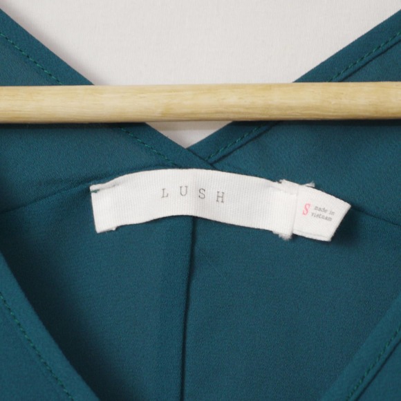 LUSH V-Neck Sheer Green/Blue Blouse Size S - Picture 2 of 7